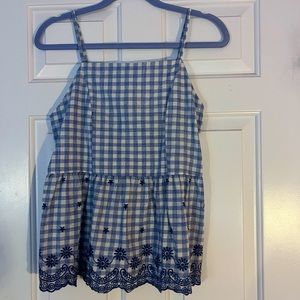 Francesca’s Gingham Embroidered Tank Top